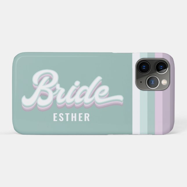 Bride bachelorette wedding funky retro 80's pastel Case-Mate iPhone case (Back (Horizontal))