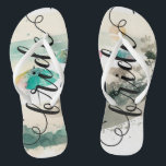 Bride Beach Fun  flip flops<br><div class="desc">Bride Beach Fun Flip Flops are designed to transport you to the relaxing and joyful atmosphere of the beach. Featuring a delightful print, these flip flops incorporate beach essentials such as an umbrella, a relaxing chair, a shining sun, and other charming beach items. The design captures the essence of a...</div>