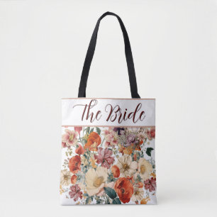 Bride Beautiful Elegant Floral Tote Bag