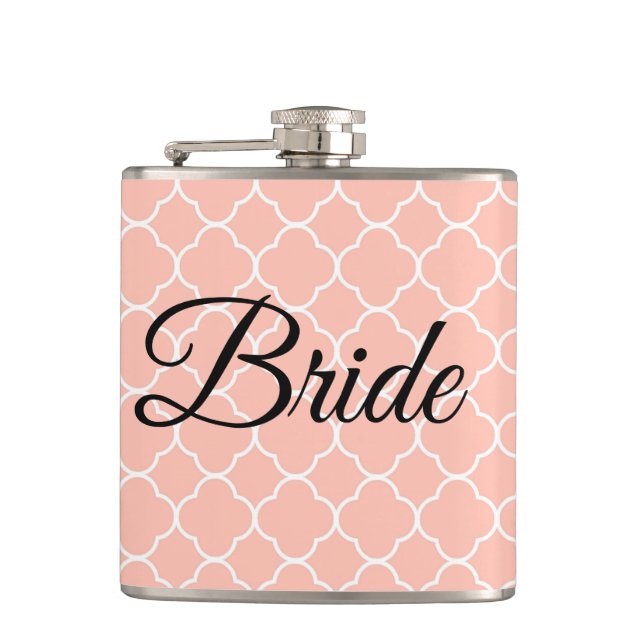 Bride beautiful pink hip flask (Front)