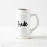 Bride Beer Stein<br><div class="desc">Black Bride text design.  Part of a great matching set of gear for the whole wedding party,  including the bride,  groom,  maid of honour, best man,  etc.</div>