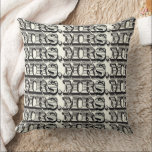 Bride Black and Ivory Mrs Typography Pattern Throw Pillow<br><div class="desc">Neutral Colours Chalkboard Typography Vintage Modern Mr. and Mrs.Chalkboard Wedding or Anniversary Accent Pillows. Mrs.or Monogram Custom Accent Pillow on Grey You can Personalize this Beautiful Elegant Vintage Elements Coral, Blue, Grey and White Vintage Bird Pillow to say anything you like or use the existing Mrs.for the Bride/ Wife or...</div>