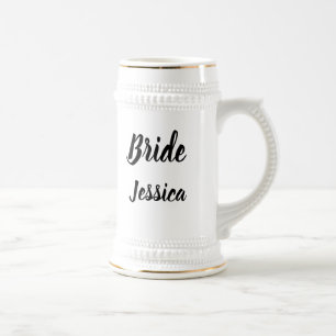 Bride Black Elegant Script Gifts Stylish Weddings Beer Stein