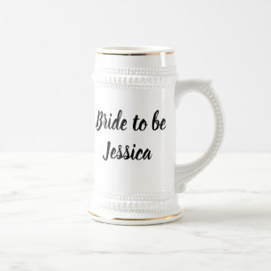Bride Black Elegant Script Gifts Stylish Weddings Beer Stein