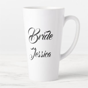 Bride Black Elegant Script Gifts Stylish Weddings  Latte Mug