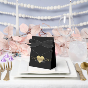 BRIDE Black & Gold Heart Wedding Bridal Party Favor Box