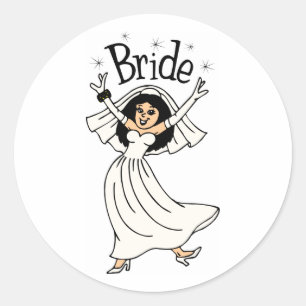 Bride (Black Hair) Classic Round Sticker