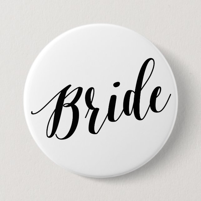 Bride Black Script Button (Front)