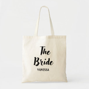 Bride Black Script Personalized Wedding Tote Bag