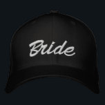 Bride black white custom script elegant wedding embroidered hat<br><div class="desc">Bride black and white custom script elegant chic wedding Embroidered Baseball Cap.
Customizable white text,  black background. Available in many colours and style options.</div>