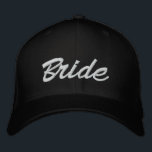 Bride black white custom script elegant wedding embroidered hat<br><div class="desc">Bride black and white custom script elegant chic wedding Embroidered Baseball Cap.
Customizable white text,  black background. Available in many colours and style options.</div>