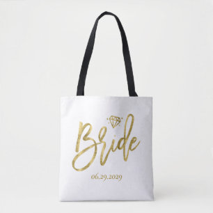 Bride blanche avec sac Mariage en diamant