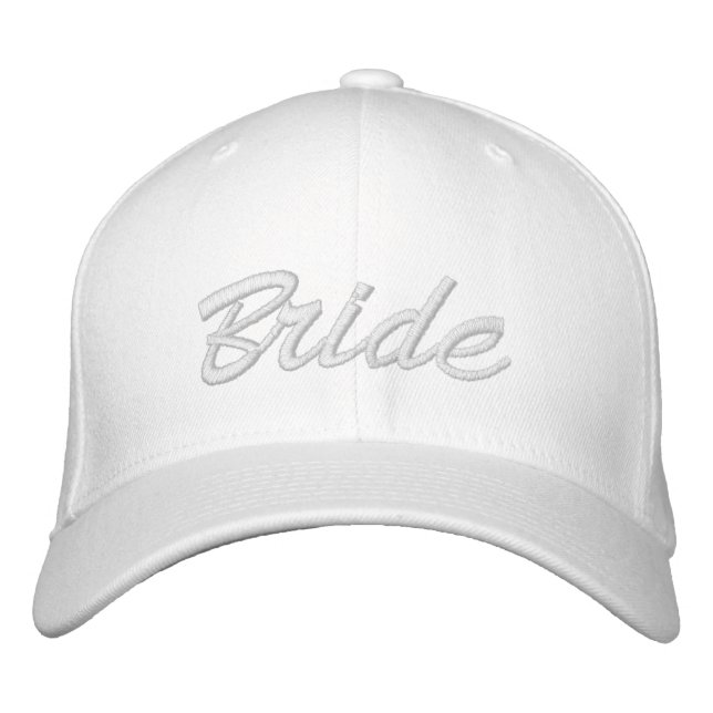 Bride blush pink script elegant chic cute embroidered hat (Front)