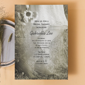 Bride, Boots and Sunflowers Country Bridal Shower Invitation