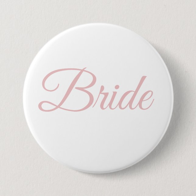 Bride Bridal Party Blush Pink Whie Wedding Classy 3 Inch Round Button (Front)