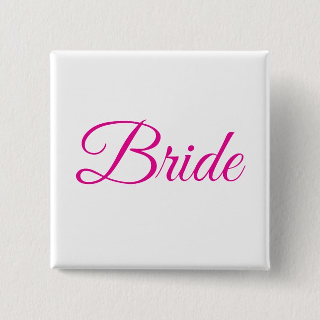 Bride Bridal Party Pink White Elegant Wedding Pin (Front)