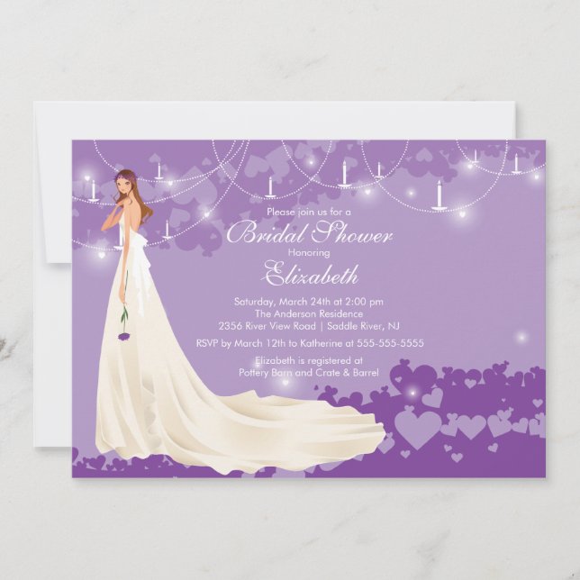 Bride Bridal Shower Invitation Trendy Purple (Front)