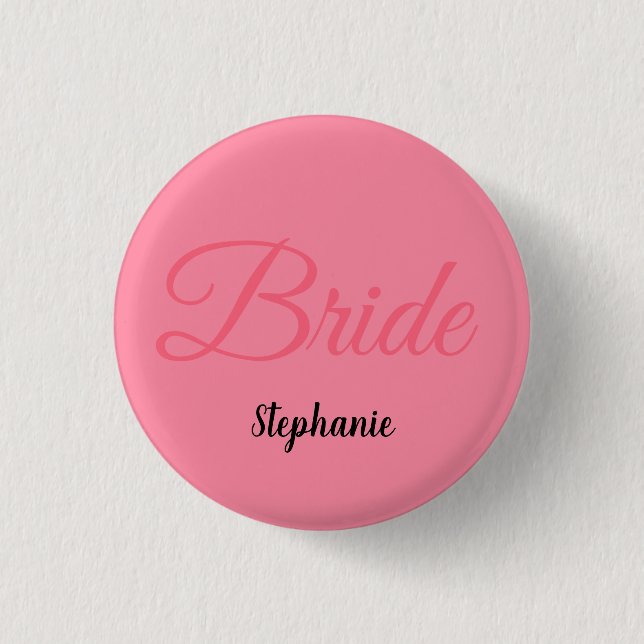 Bride Bridal Shower Monogram Custom Name Wedding 1 Inch Round Button (Front)