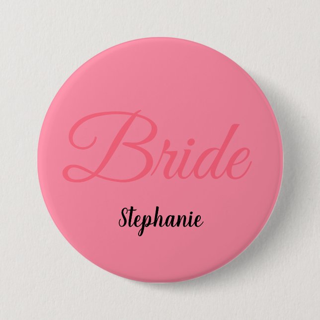 Bride Bridal Shower Monogram Name Custom Wedding 3 Inch Round Button (Front)