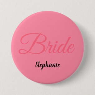 Bride Bridal Shower Monogram Name Custom Wedding 3 Inch Round Button