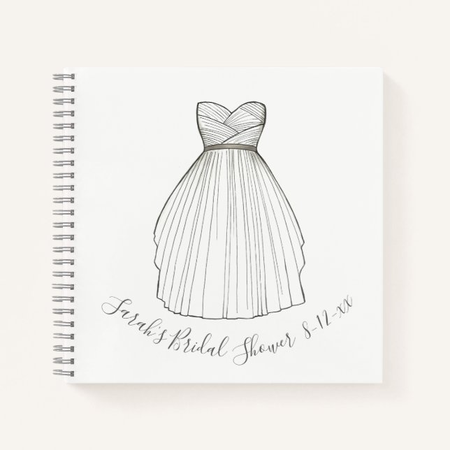 Bride Bridal Shower Personalized Wedding Gown Notebook (Front)