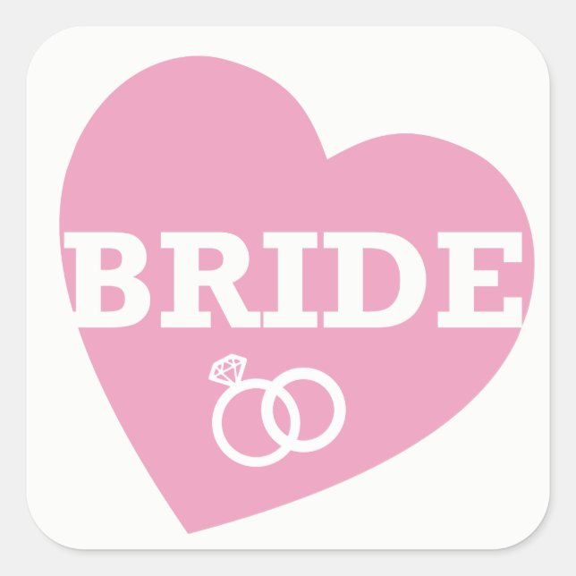 Bride Bridal Shower Stickers PINK Heart (Front)