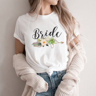 Bride  Bride Tribe   Feather Arrow,Floral Arrow T-Shirt