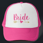 Bride|Bride Tribe|Pink Trucker Hat<br><div class="desc">Clickinging “Personalize this template” will allow you to customize further. You can change the font size, font colour and more! Be sure to check out 1000 matching items in our shop ❤</div>