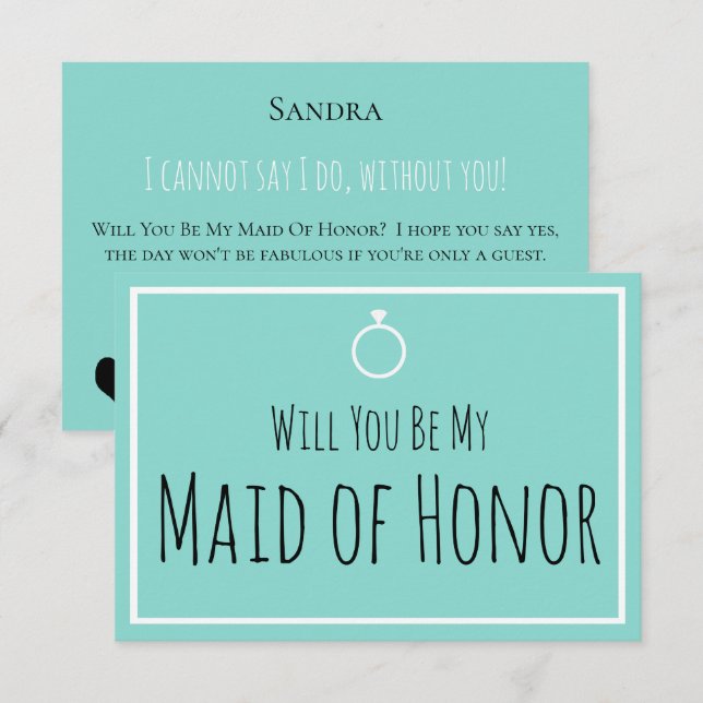 BRIDE & Bridesmaids Be My Maid Honour Shower Party Invitation (Front/Back)