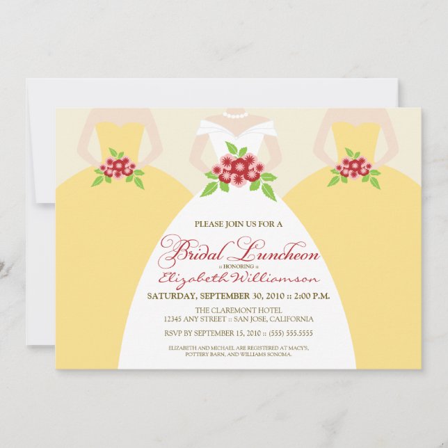 Bride & Bridesmaids Bridal Luncheon Invite: yellow Invitation (Front)