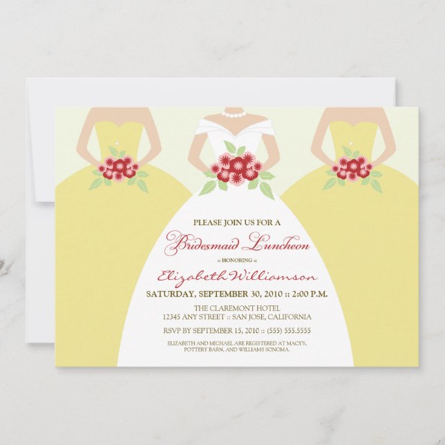 Bride & Bridesmaids Bridesmaid Luncheon / yellow Invitation (Front)
