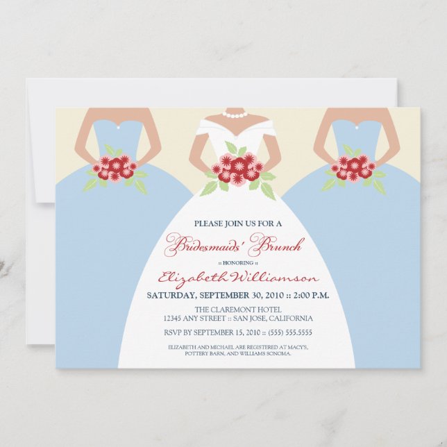 Bride & Bridesmaids' Brunch Invite (sky blue) (Front)