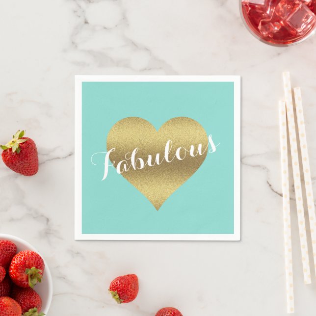 Bride & Bridesmaids Gold Heart Bridal Shower Party Napkin (Insitu)