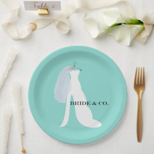 BRIDE & Bridesmaids Here Comes The Bride Party Paper Plate