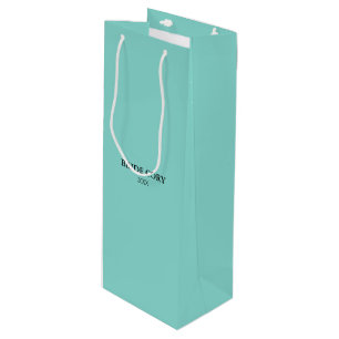BRIDE & Bridesmaids Teal Blue Personalized Party Wine Gift Bag