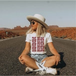 Bride Burgundy Customized Matching Bridal Party T-Shirt<br><div class="desc">Are you looking for a unique and fun way to celebrate your bachelorette party? Why not go with a personalized t-shirt theme? With our retro The Bride personalized burgundy t-shirt, you can have all of your bridal party matched up in style! Not only will this shirt be a great way...</div>