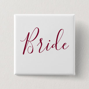 Bride Burgundy Font 2 Inch Square Button