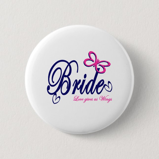 Bride/ Butterfly theme 2 Inch Round Button (Front)