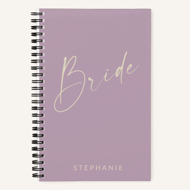 Bride Chic Minimalist Lilac Personalized   Notebook (Front)