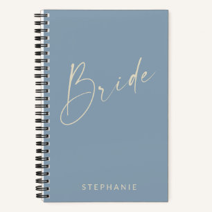 Bride Chic Minimalist Personalized Dusty Blue Notebook