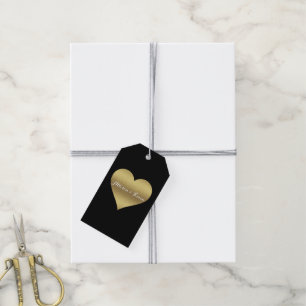 BRIDE & CO Black & Gold Heart Wedding Bridal Party Gift Tags