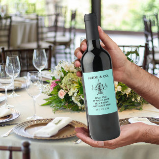 Bride & Co. Bridal Shower Turquoise Wine Label