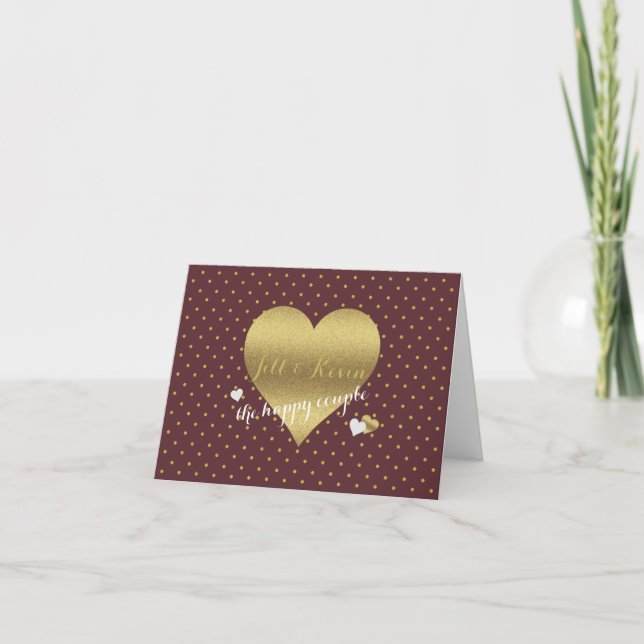 Bride & Co Burgundy & Gold Wedding Party Note Card (Front)