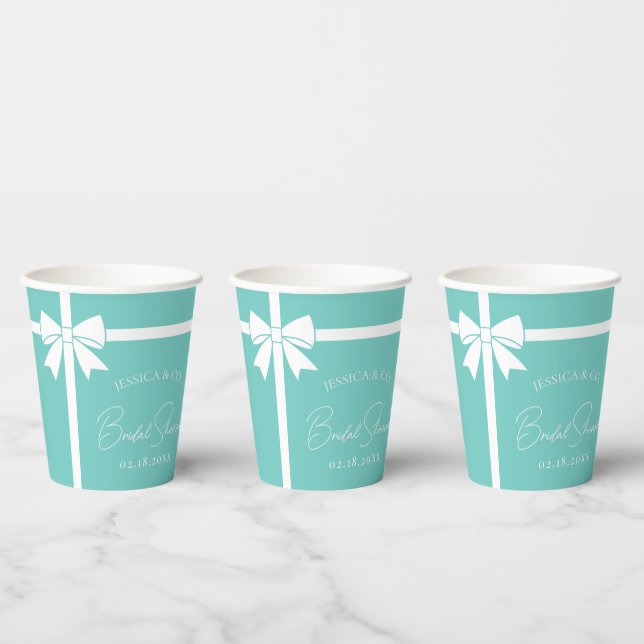 Bride & Co Elegant White Bow Ribbon Bridal Shower Paper Cups (Multi)