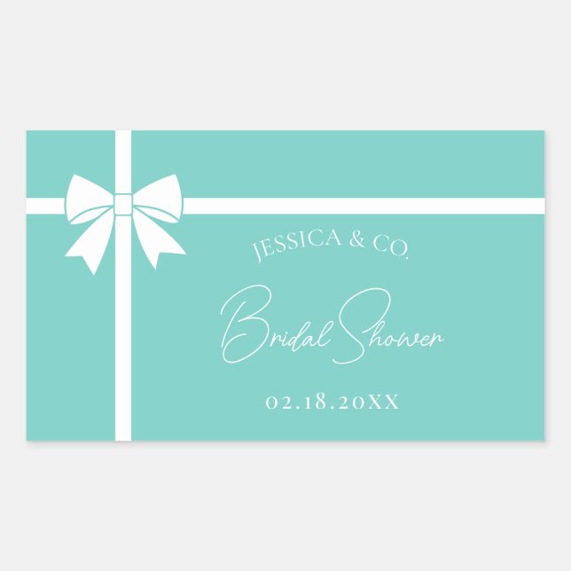 Bride & Co Elegant White Bow Ribbon Bridal Shower Sticker (Front)