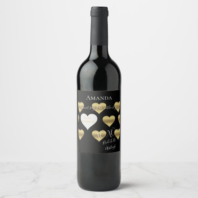 BRIDE & CO Girls Only Be My Bridesmaid Party Wine Label (Front)