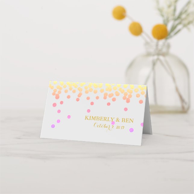 BRIDE & CO Ipanema Flamingo Polka Dot Party Table Place Card (Front)