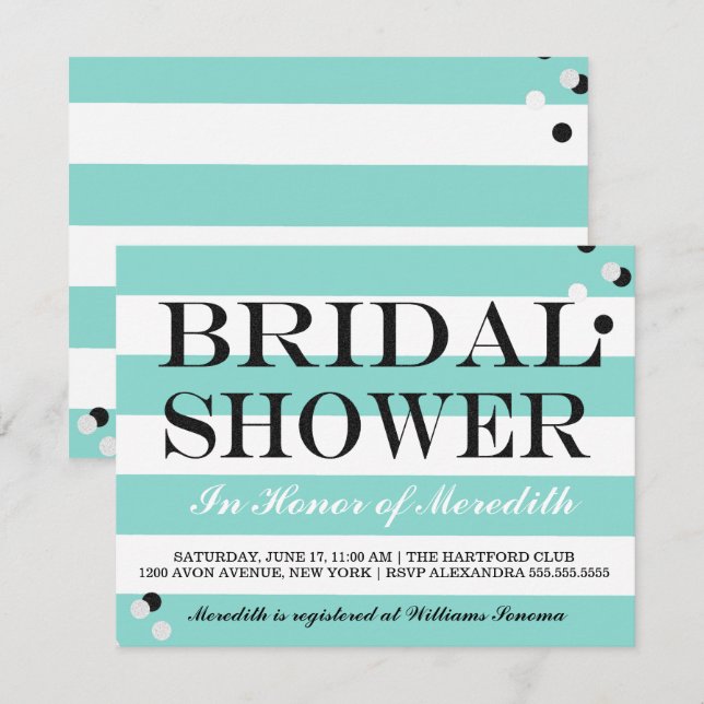 Bride Co Little Black Dress Teal Blue Shower Party Invitation (Front/Back)