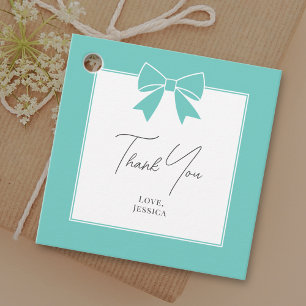 Bride & Co. Teal Blue Bow Bridal Shower Thank You Favour Tags