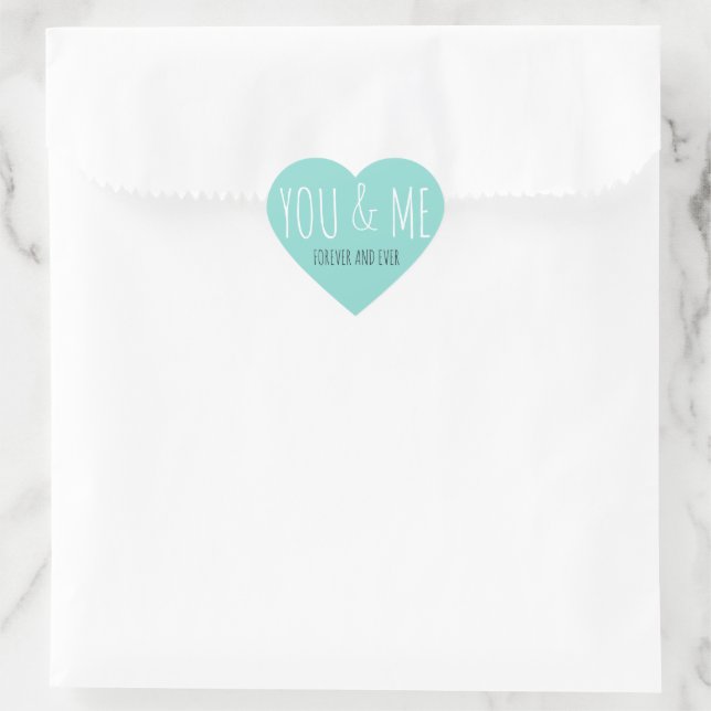 BRIDE CO Teal Blue Forever You & Me Wedding Suite Heart Sticker (Bag)